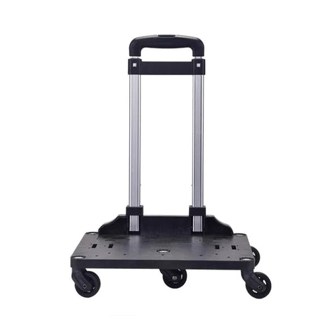 Black hand truck with wheels on a white background