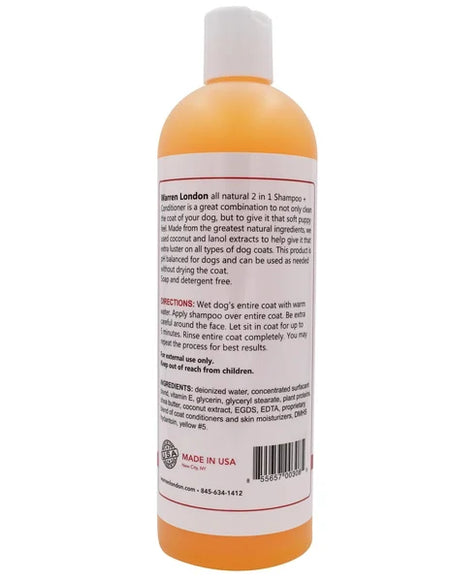 Bottle of shampoo with label on a white background