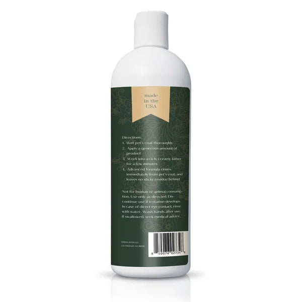 Bottle with a green label on a white background