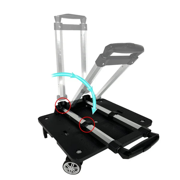 Multifunctional cart with adjustable handle and platform on a white background