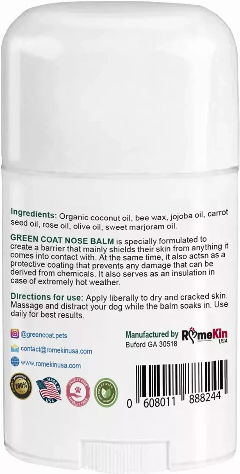 All-Natural Dog Nose Balm - 1.65 oz - Romekin USA Corp rear