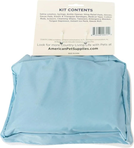 Blue ice pack with a label on a white background