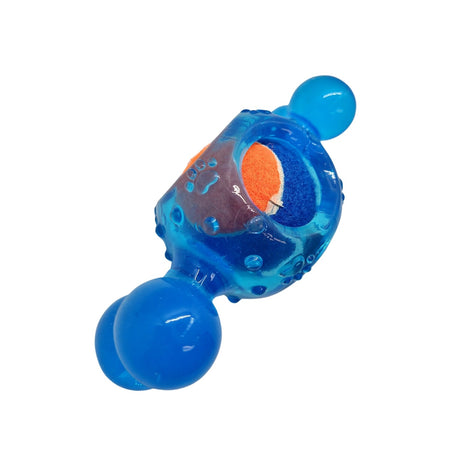 Blue and orange toy with a white background
