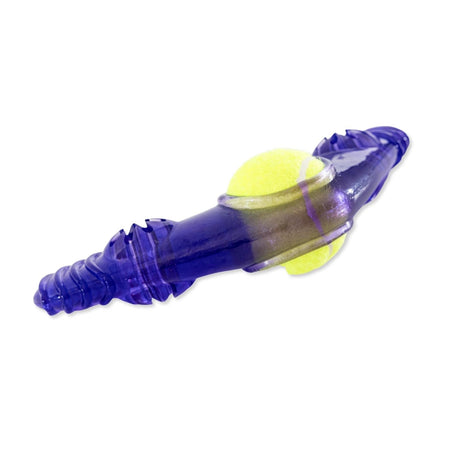 Purple and yellow plastic tool on a white background