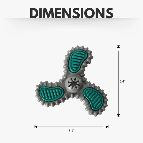 Fidget spinner with dimensions labeled on a white background