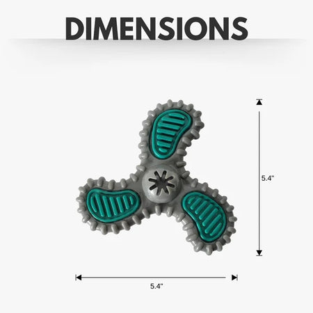 Fidget spinner with dimensions labeled on a white background