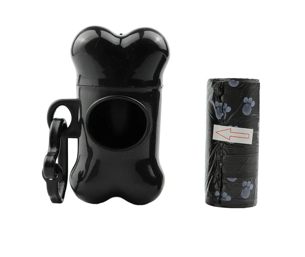 Bone Shaped Dog Poop Bag Dispenser - Stylish & Handy Waste Bag Holder BLACK - Dog Store Online