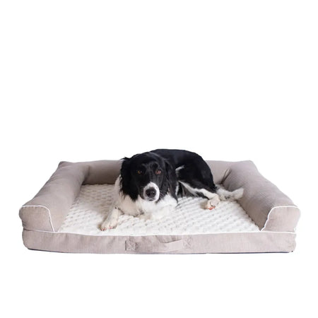 Bolstered Dog Bed Cushion with Memory Foam - AeroMark with dog