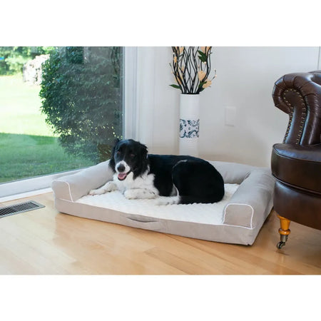 Bolstered Dog Bed Cushion with Memory Foam - AeroMark with dog 2