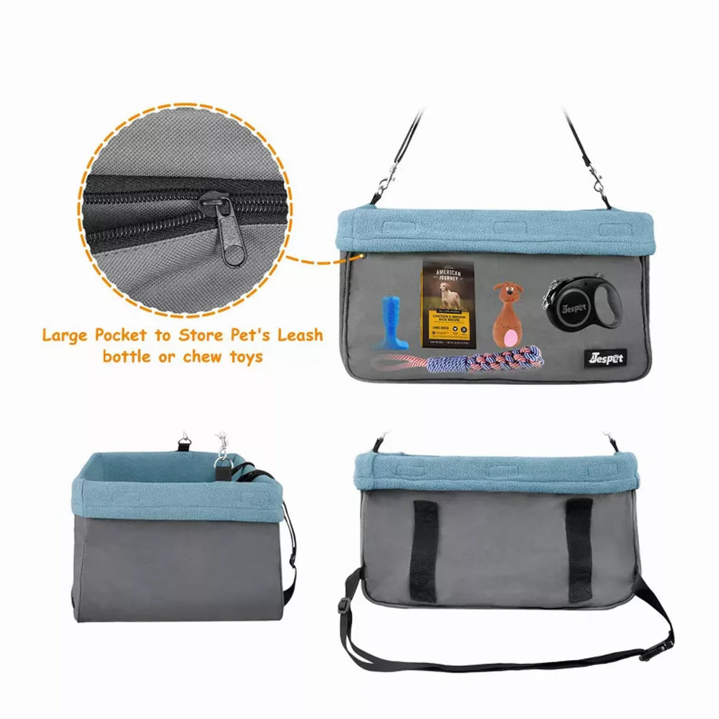 Booster Seats for Cars with Seat Belt for up to 24lbs Dogs - Jespet pocket for storage