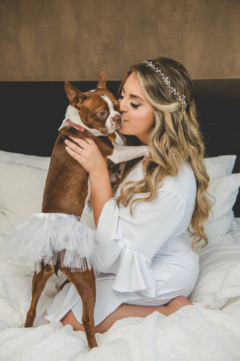Bridal Tutu Skirt for Dogs - Tutu Joli bride with dog