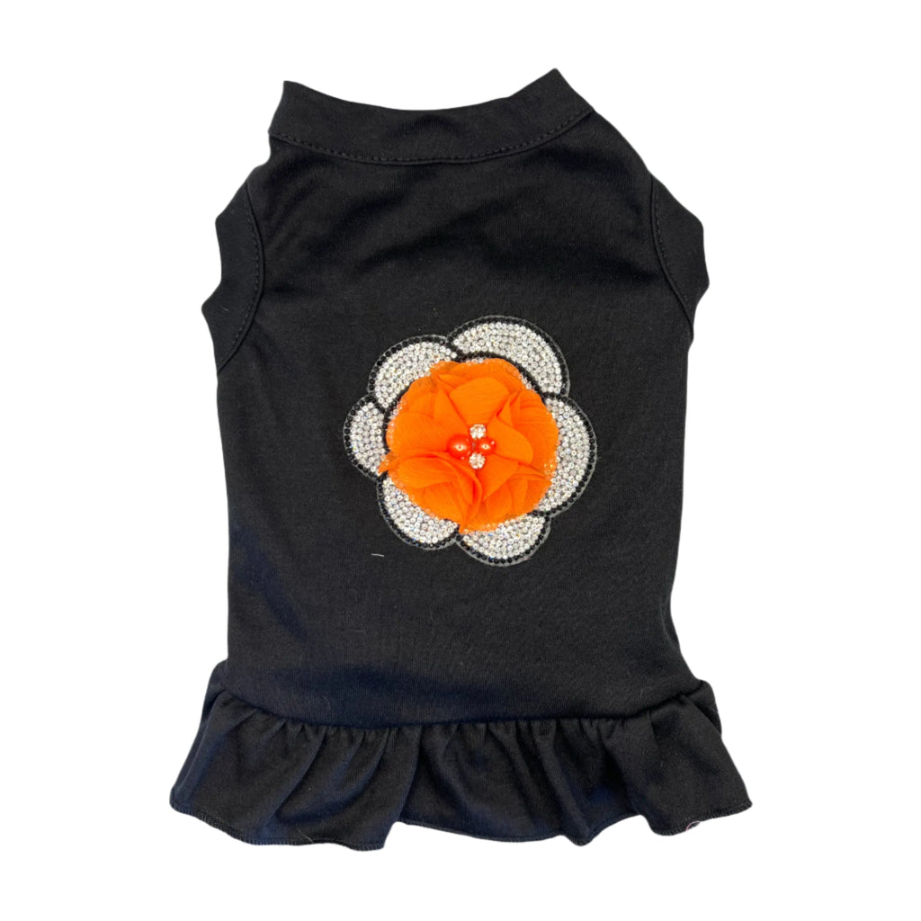 Camellia Dress with Chiffon and Rhinestone Detailing for Dogs - Bark Fifth Avenue orange