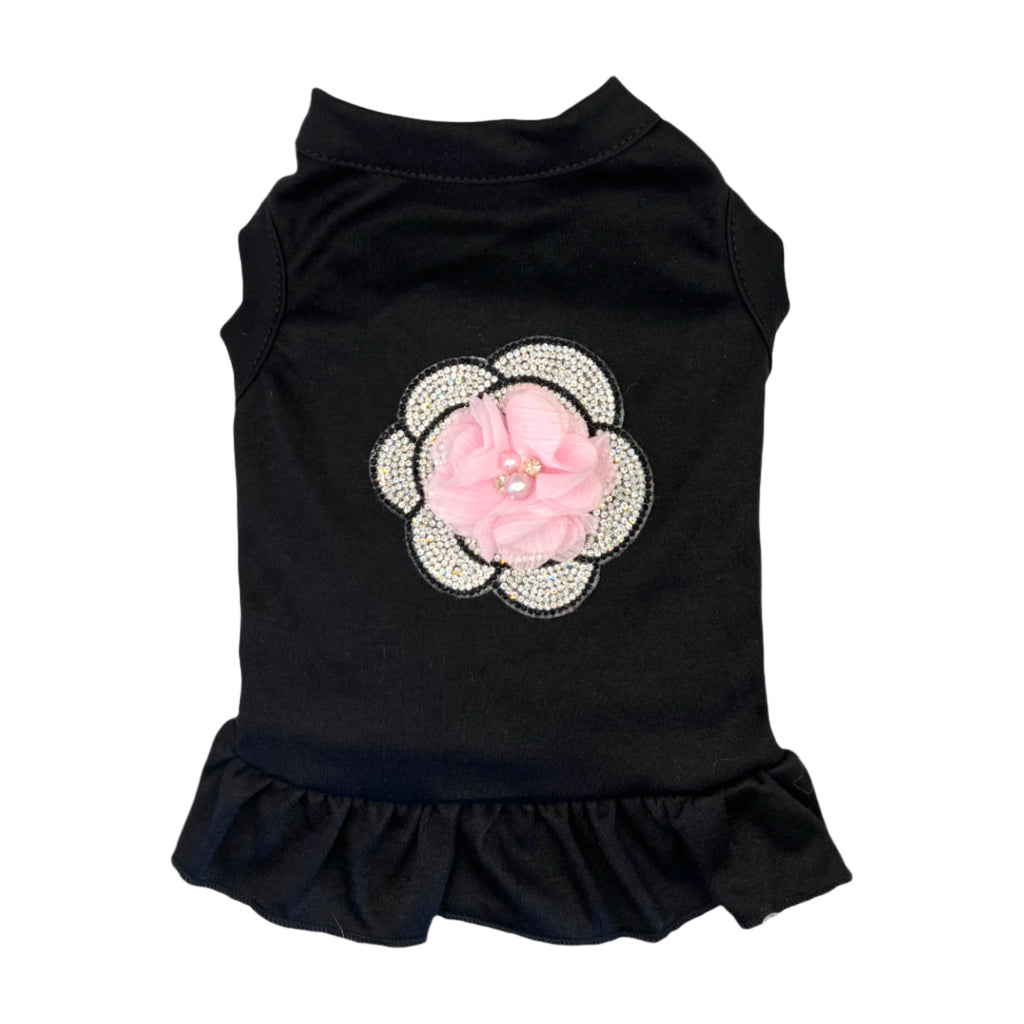 Camellia Dress with Chiffon and Rhinestone Detailing for Dogs - Bark Fifth Avenue pink
