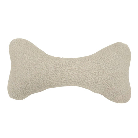 Beige bone-shaped pillow on a white background
