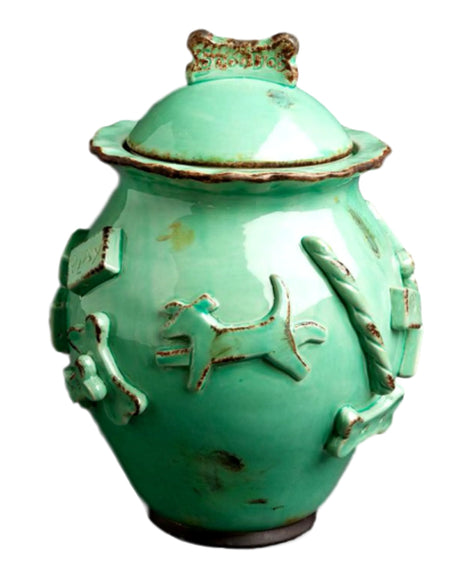 Ceramic Treat Jar for Dogs - Carmel Ceramica green
