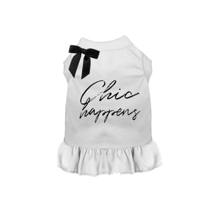 "Chic Happens" Dog Dress - Bark Fifth Avenue white