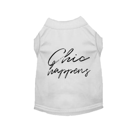 "Chic Happens" Dog Shirt - Bark Fifth Avenue white