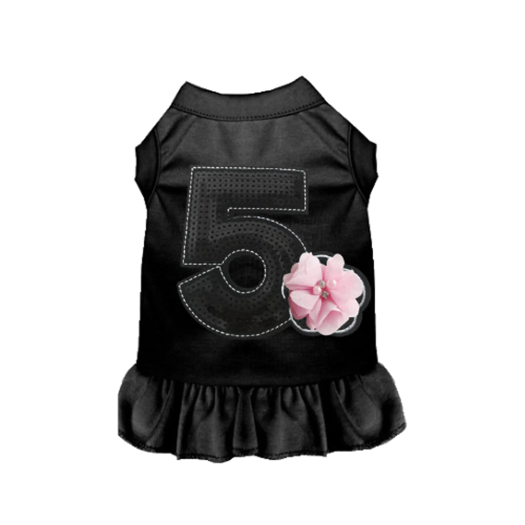 Chiffon No. 5 Flower Dog Dress - Bark Fifth Avenue black