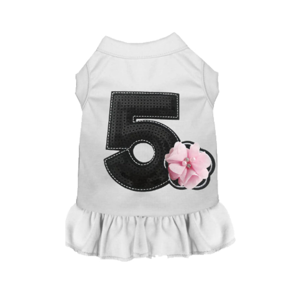 Chiffon No. 5 Flower Dog Dress - Bark Fifth Avenue white