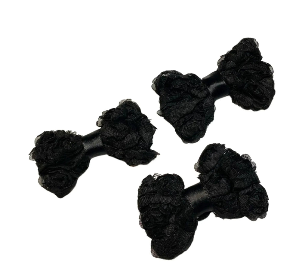 Chiffon Rosette Hairbows for Dogs - Black - Bark Fifth Avenue