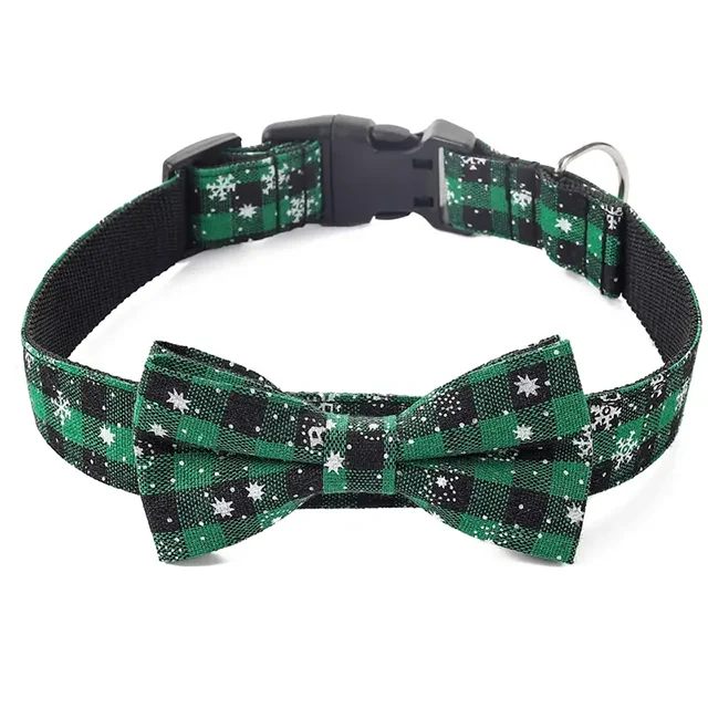 Christmas_Dog_Collar_with_Bow_Tie_green