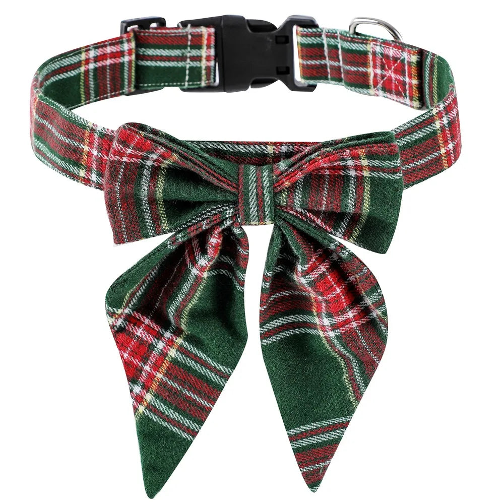 Christmas_Dog_Collars_with_Detachable_Bow_green_lattice