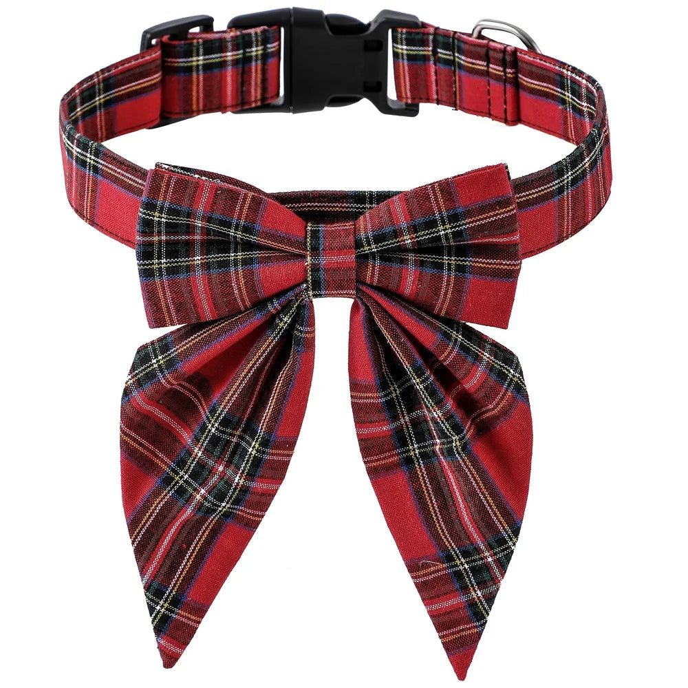 Christmas_Dog_Collars_with_Detachable_Bow_red_lattice