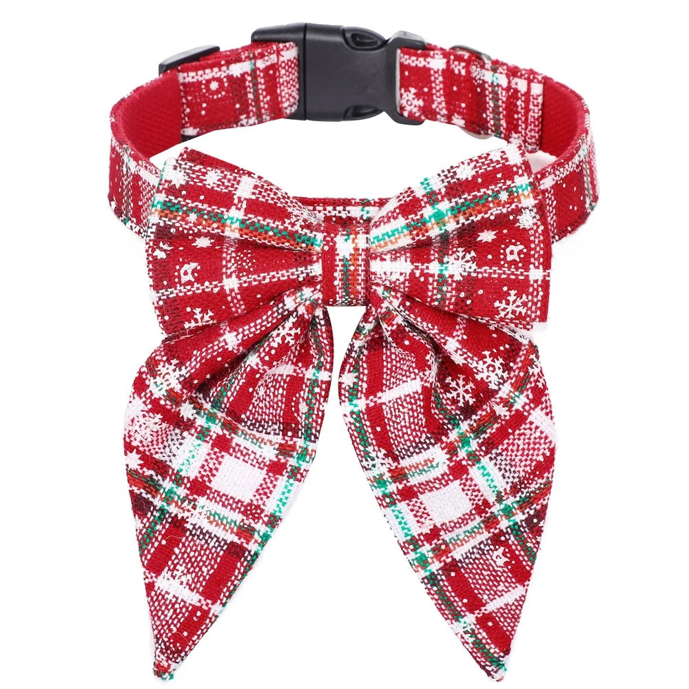 Christmas_Dog_Collars_with_Detachable_Bow_red_white_snow