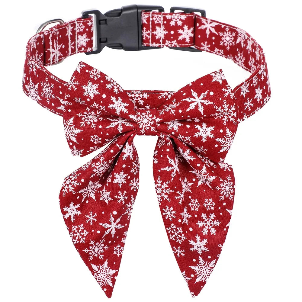 Christmas_Dog_Collars_with_Detachable_Bow_snow