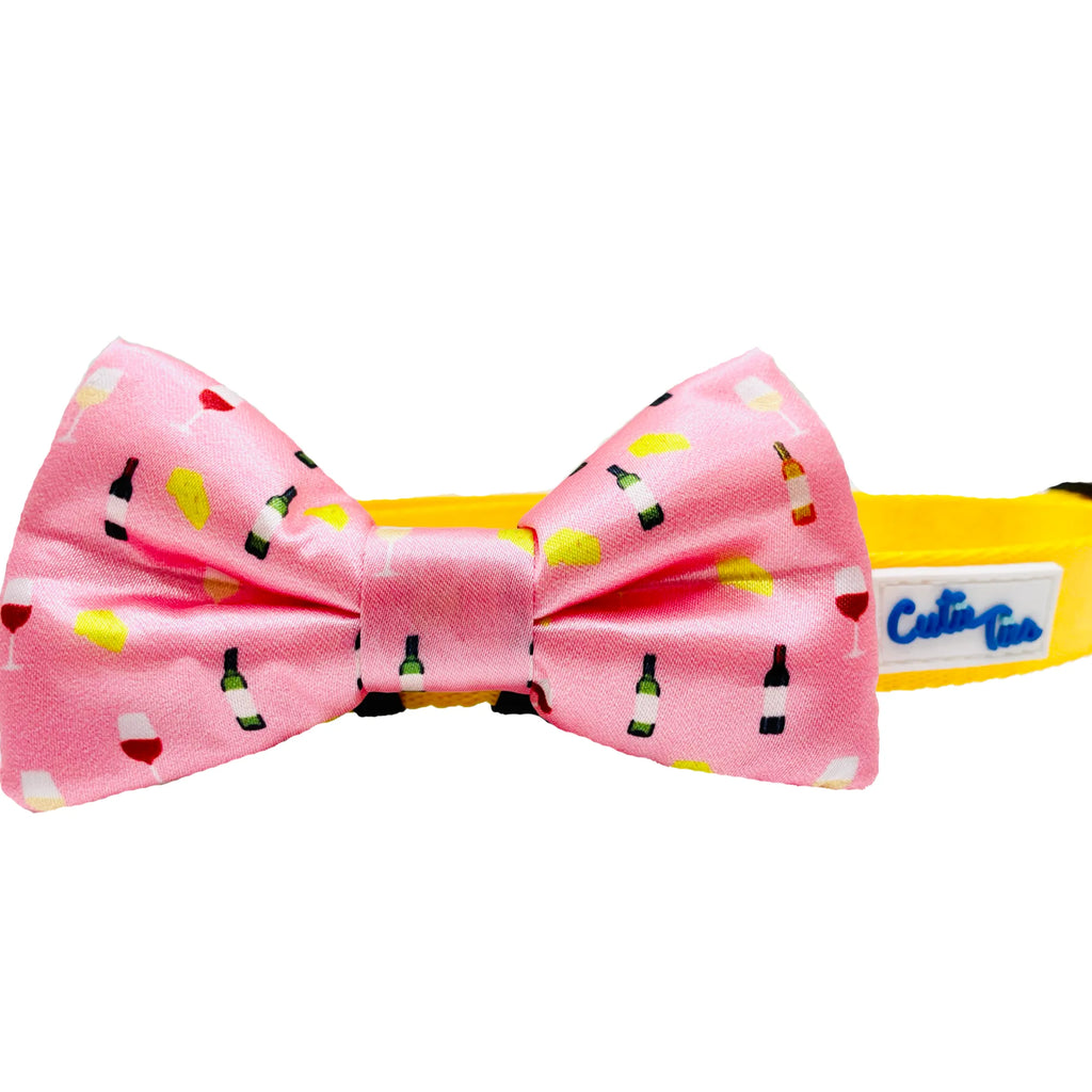 Delightfully Fun Patterns Dog Bow Tie - Cutie Ties  wine and cheese pink