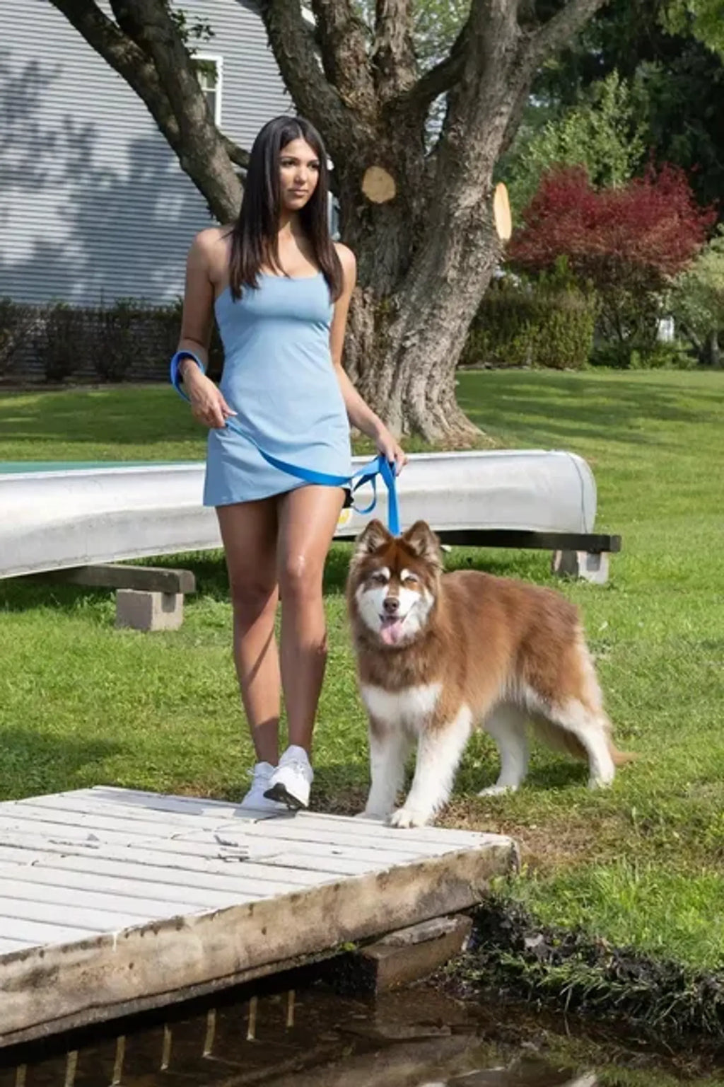 Dockside Adventures Waterproof Dog Leash - Aria the Fox girl with dog