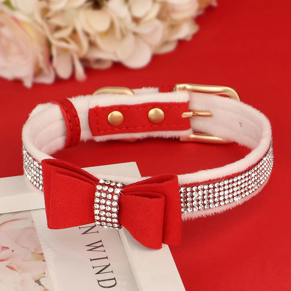 Dog_Leather_Collar_with_Rhinestone_Bowtie_lifestyle_red