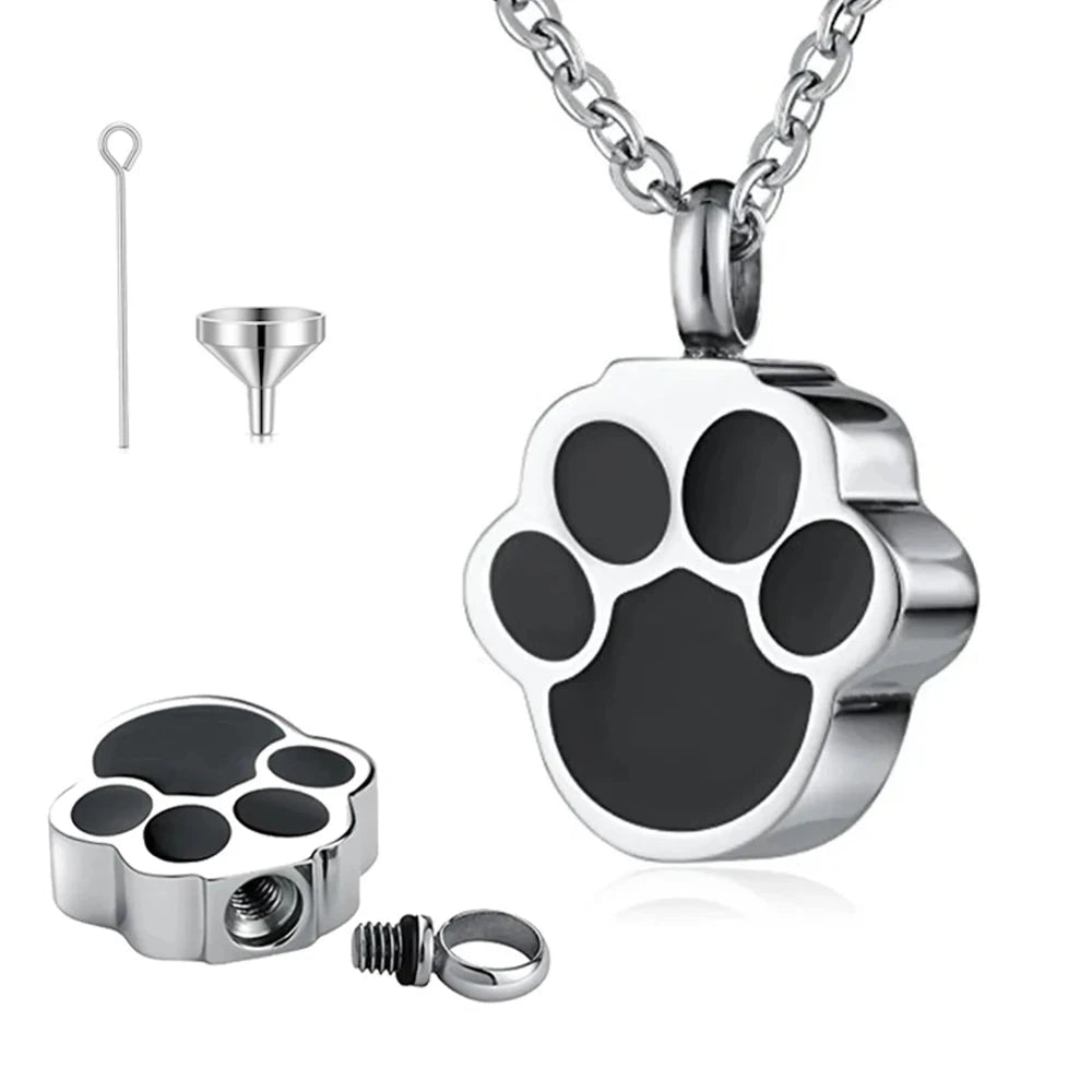 Dog Paw Print Cremation Jewelry - Wearable Urn Necklace Keepsake Memorial Pendant for Ashes - Dog Store Online