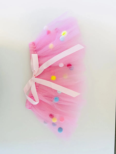Dog Tutu Skirt in Pink Pom Pom Design - Tutu Joli 2nd view