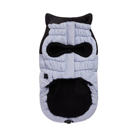 Dog coat with black and gray design on a white background
