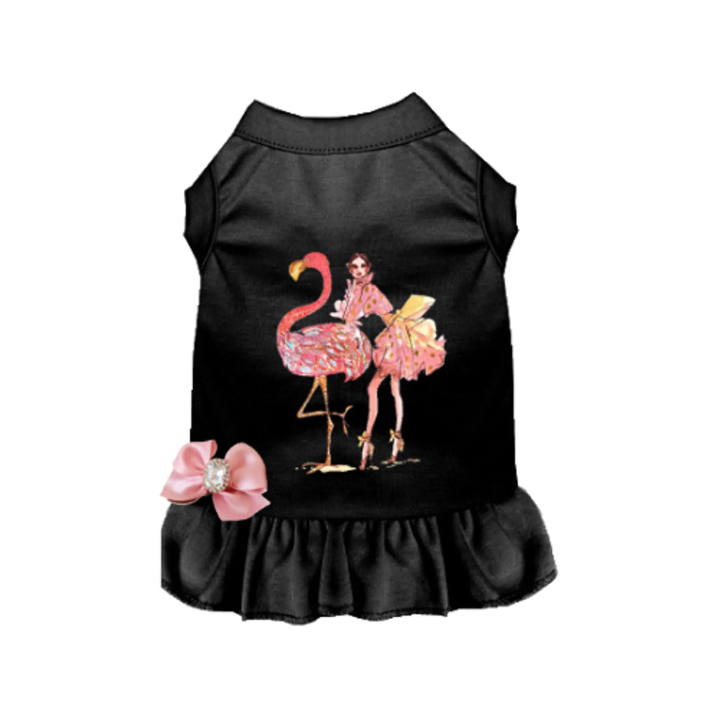 Fancy Flamingo Elegant Dog Dress - Bark Fifth Avenue black