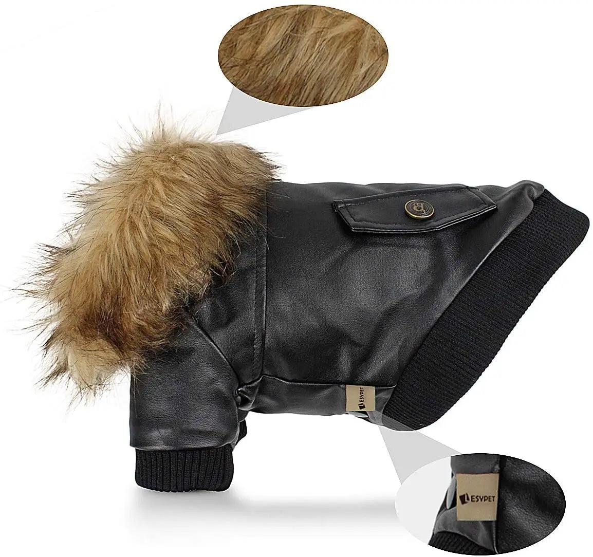 Faux_Leather_Dog_Bomber_Jacket_faux_fur_collar