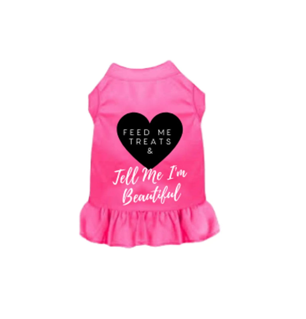 Feed Me Treats & Tell Me I'm Beautiful Dog Dress - Bark Fifth Avenue pink