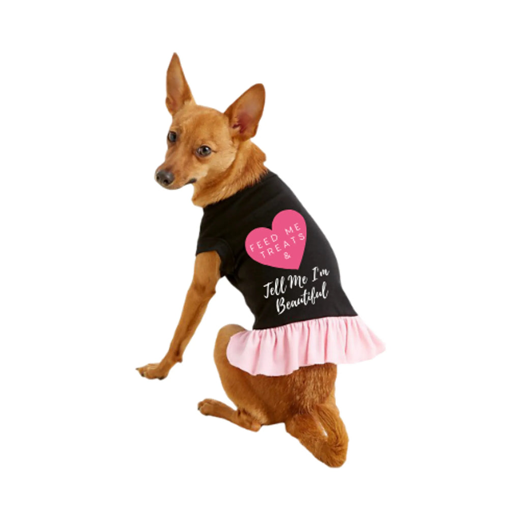 Feed Me Treats & Tell Me I'm Beautiful Dog Dress - Bark Fifth Avenue pink ruffle