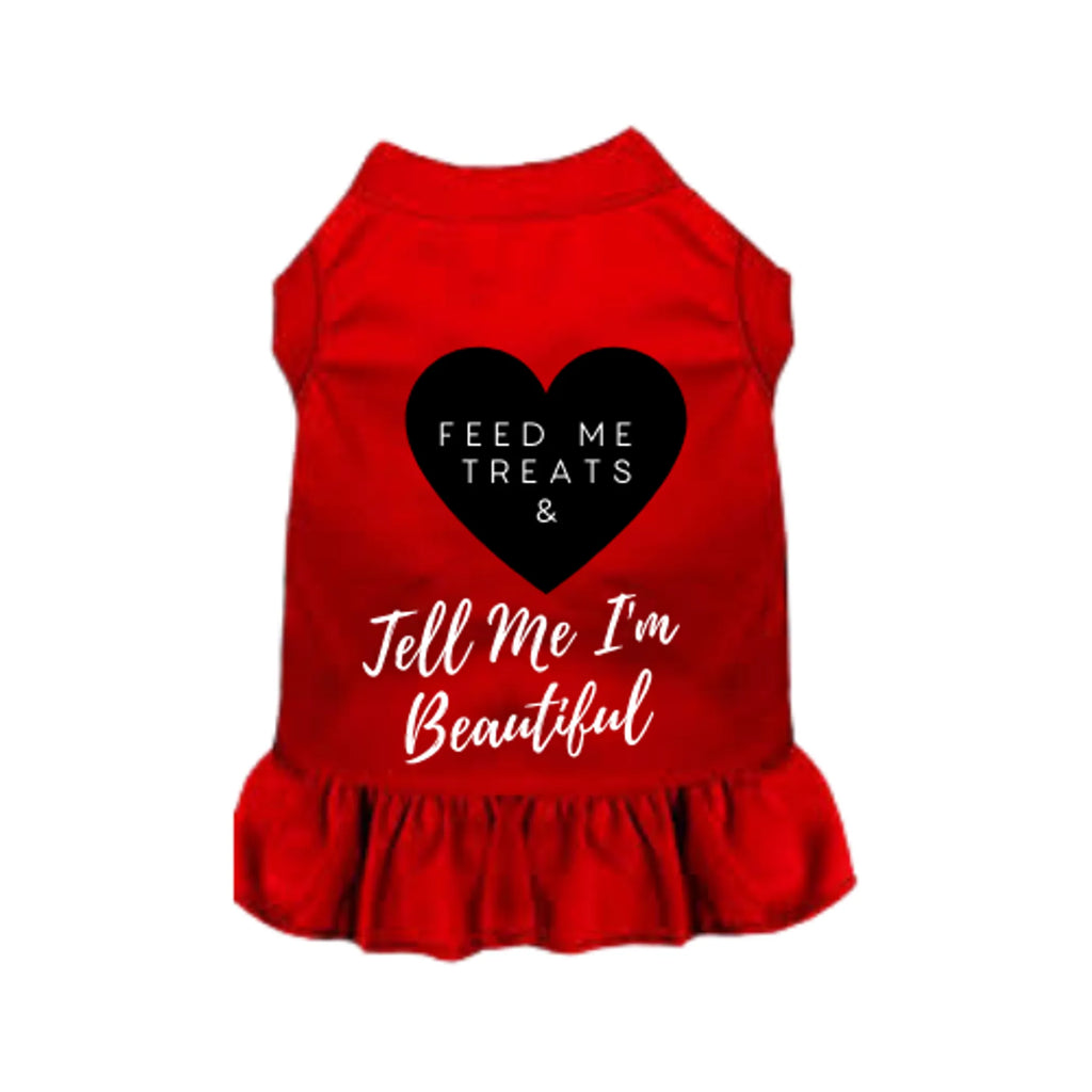 Feed Me Treats & Tell Me I'm Beautiful Dog Dress - Bark Fifth Avenue red
