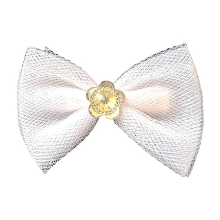 Flower Barrette with Tulle and Crystal for Dogs - Bark Fifth Avenue white