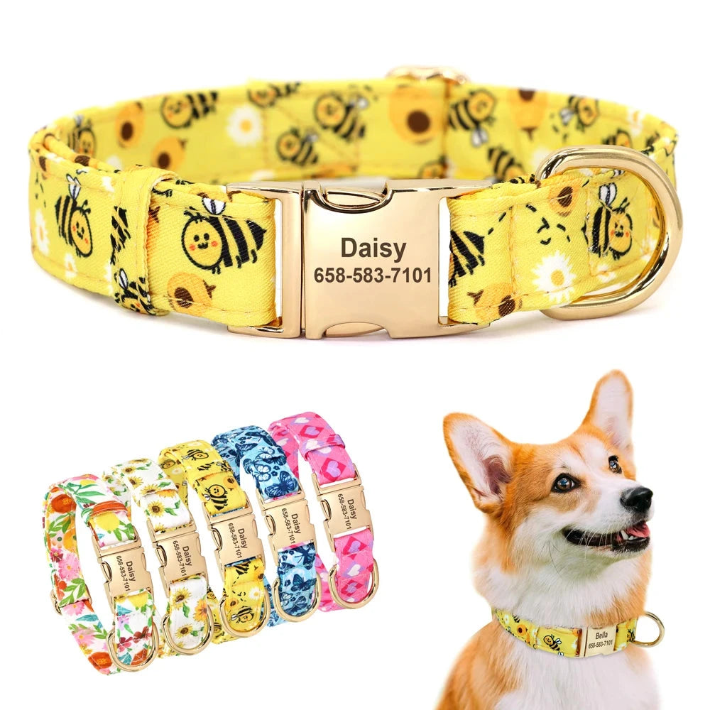 Personalized Print Nylon Dog Collar - Custom ID Tag for Small & Large Dogs - Dog Store Online