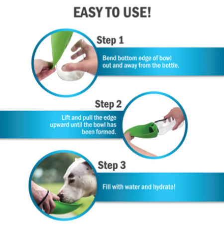 Fold-A-Bowl Portable Water Bottle and Bowl for Dogs - Flipo how to use