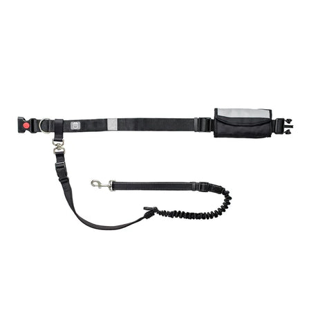Black dog leash and collar set on a white background