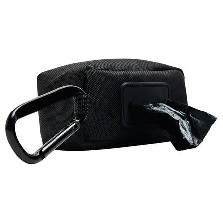 Black dog muzzle with carabiner on a white background