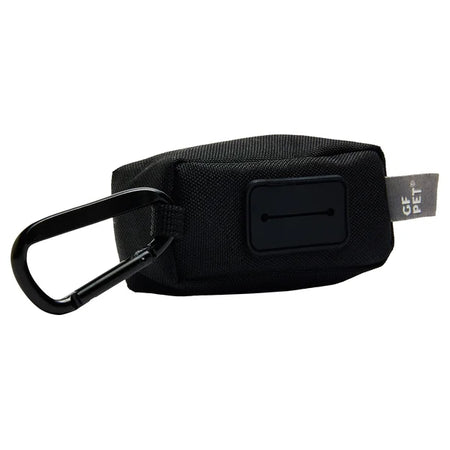 Black dog leash with carabiner on a white background