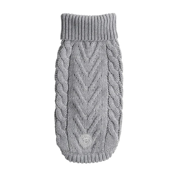 Gray knitted dog sweater on a white background