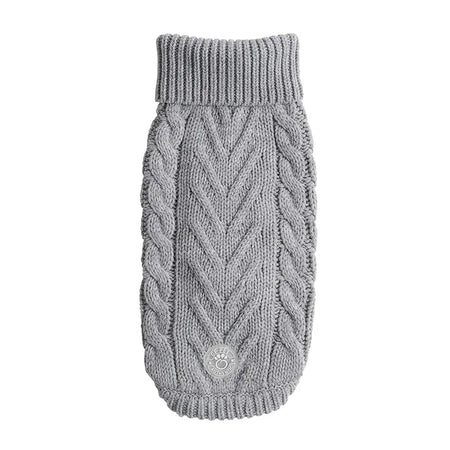 Gray knitted dog sweater on a white background