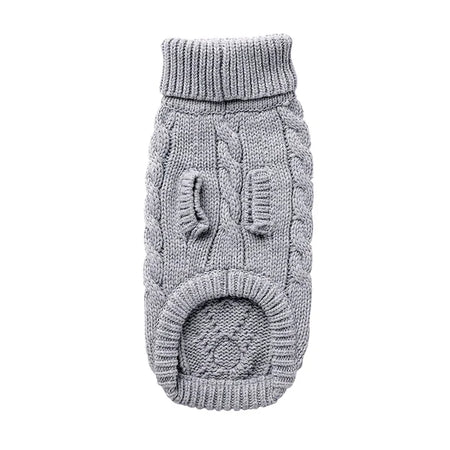 Gray knitted dog sweater on a white background