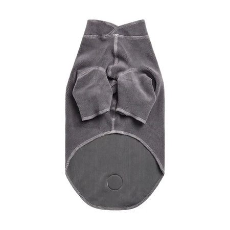 Gray dog sweater with bow on a white background